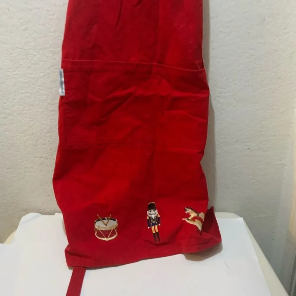 Williams Sonoma Apron Adult Red Cotton Canvas Two Pockets Adjustable Tie Classic